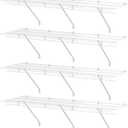 HAUSHOF Closet Shelves Wall Mounted 4-Pack, 4ft x 16in White Metal Wire Shelving for Laundry Room, Closet, Basement Organization and Storage