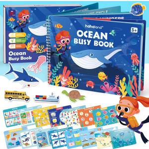 hahaland Busy Book for Toddlers 3-5 - Preschool Learning Activities Toys for Toddlers 3 Year Old - Montessori Toys for 3 Year Old - 27 Pages 15 Educational Concepts