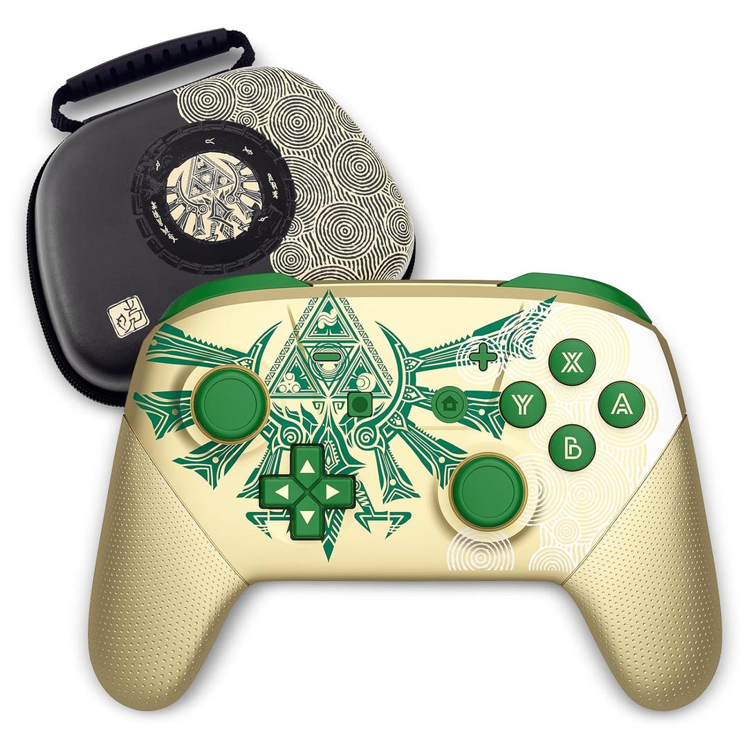 Switch Pro Controller, Wireless Switch Controllers with Carrying Storage Case, Upgraded Gamepad Switch Remote Replacement for Switch Controller Support NFC/Dual Vibration/Screenshot/Wake-up Function (Gold)