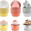 Foil Cupcake Liners - Rainbow Metallic Baking Cups for Weddings, Birthdays, Baby Showers - Standard Size Muffin Paper Cases - 10 Colors, 500 Pieces