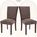 COLAMY Upholstered Parsons Dining Chairs Set of 2, Fabric Dining Room Kitchen Side Chair with Nailhead Trim and Wood Legs - Brown
