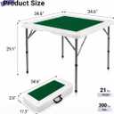 34.6" Folding Mahjong Table, Portable Game Table with Cup Holders | Foldable Design, Carry Handle, 4 Cup Holders, 4 Storage Slots, HDPE Tabletop, Steel Legs, Quiet Playing Mat, 34.6IN