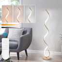 Modern Spiral Floor Lamp for Living Room, Bedroom & Office - 3 Color Temperature LED with Remote & Foot Switch, Dimmable 48W (Gold)