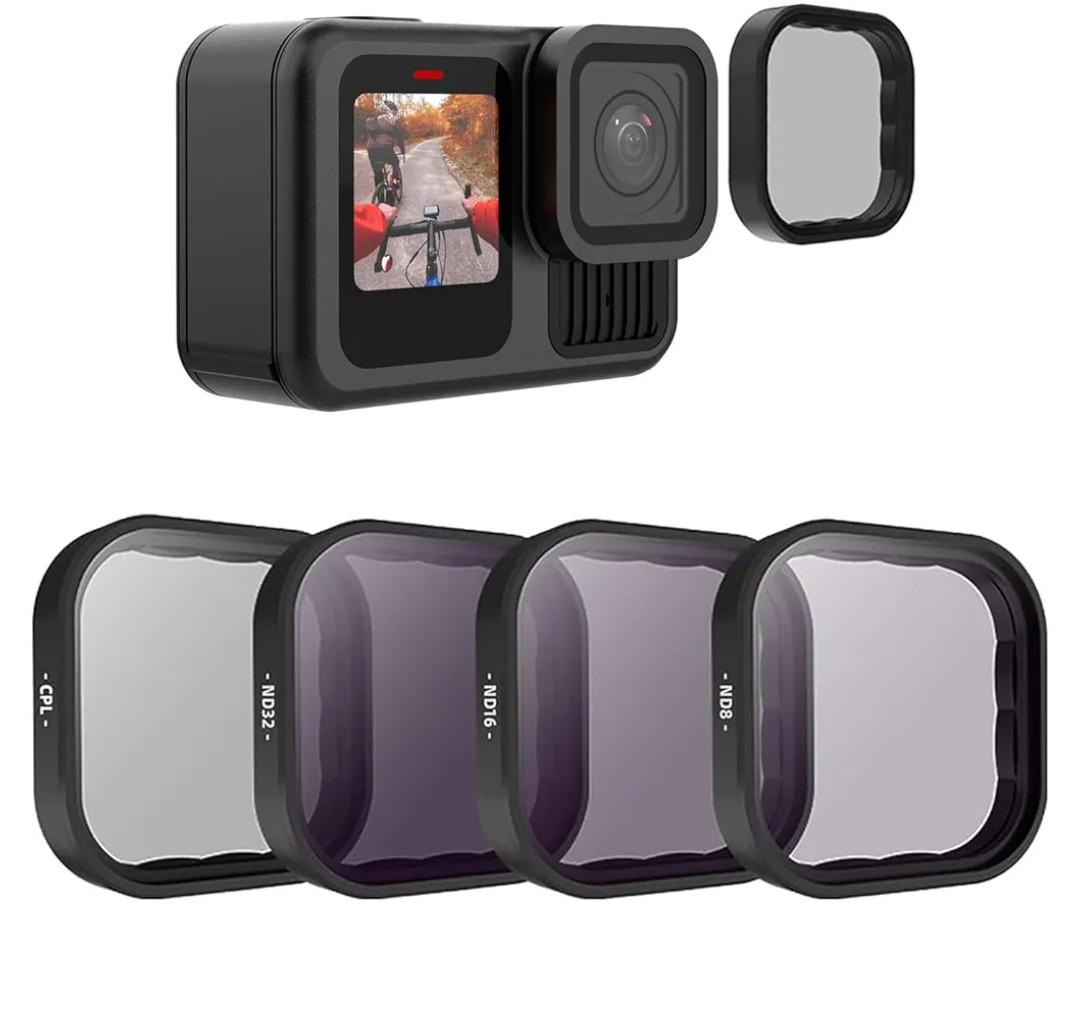 TELESIN ND Filter Set 4 Pack Lens Filter CPL ND8 ND16 ND32 Compatible for GoPro Hero 13, Neutral Density Camera Lens Filter Lens Protector Multi Coated HD Optical Glass for GoPro 13 Len Accessories