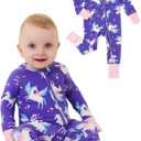 PATPAT Organic Cotton Baby Footie Pajamas for Newborn Boy Girl (Purple, 6-9 Months)