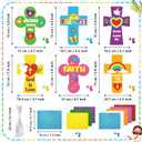 BeYumi Easter Glitter Cross Craft - 30Set Easter Religious Cross Craft Kit Sunday School Christian Faith DIY Glitter Mosaic Ornament Card Classroom Church Fun Activities Party Favors