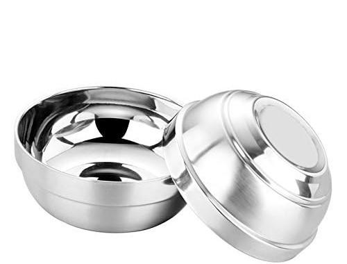 SUNRISE Kitchen Supply Mirror Polished Double-Wall Insulated Stainless Steel Soup Bowl (Pack of 2) (48 oz)