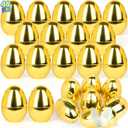 LEASEN 48 Pack Gold Easter Eggs, 2.3 Inch Metallic Plastic Empty Eggs, Surprise Golden Eggs Fillable for Easter Treats Fillers, Easter Eggs Hunt, Easter Party Favor, Basket Stuffers Fillers