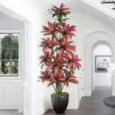Artificial Dracaena Tree 8ft(96in) Tall Large Faux Silk Plants with Realistic Trunks and Red Leaves, Fake Floor Potted Artificial Plants for Home Office Indoor Decor (8feet,1Pack)