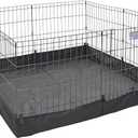 MidWest Homes for Pets Square Exercise Pen Fabric Mesh Bottom (22.05x9.85x9.85 Inch, Black)