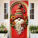 2 x Autumn Door Banner Set 35x71 Inch Home Porch Decoration Fall Gnome Sunflower Pumpkin Floral Wreath Front Door Wall Hanging Party Holiday Outdoor Decoration