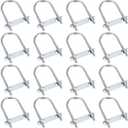 Therwen 16 Sets Round U Bolts Zinc Plated Steel Round Bend U Clamp with Nut Plate Washer (M6 x 40 mm X 90 mm)
