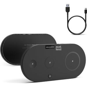2 x 4 in 1 Wireless Charger Pad, 15W Wireless Charging Station without adapter for iPhone 14/13/12/11/X/8 Series, Wireless Charging Pad Compatible with Apple Watch (Only), AirPods 3 (with 1 USB C-A Cable)