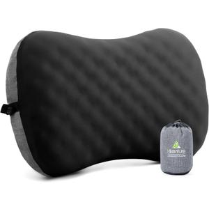 Hikenture Camping Pillow with Soft Foam, Extra-Comfort Inflatable Pillow with Removable Cover, Compact Portable Backpacking Pillow