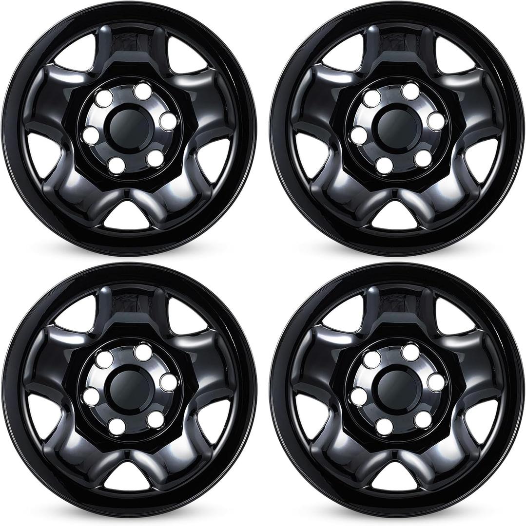 16 Inch Wheel Skins for 2005-2024 Toyota Tacoma Steel Wheels, ABS Plastic Glossy Black Cover Hubcap for 05-24 Tacoma Set of 4