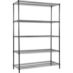 Land Guard 5 Tier Black Storage Racks and Shelving - 48" L x 20" W x 72" H Heavy Steel Material Pantry Shelves - Each Unit Loads 350 Pounds Wire Shelf, Suitable for Warehouses, Closets, Kitchens, Black