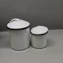 Creative Co-Op Set of 2 White Enameled Canisters with Lids