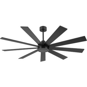 ELEHINSER 64" Ceiling Fan No Light, 6-Speed Noiseless Reversible DC Motor, 9 Blades Black Industrial Ceiling Fan with Remote and 4.5"/12" Downrods for Home or or Commercial Use
