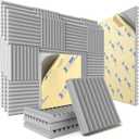 48 Pack Sound Proof Foam Panels for Wall with Self Adhesive, 1" X 12" X 12" High Density Acoustic Panels Sound Absorbing Quick-Recovery, Wedges Soundproof Wall Panels for Gaming & Studio Decor - Gray