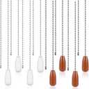 2 x lasuroa 8pcs Ceiling Fan Pull Chain Extenders, 13 Inch Wooden Beaded Balls Light Pull Chain Extension Decorative Ornaments Pendant for Ceiling Fan Light Lamp Fixtures Decoration (White+Brown)