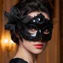 Black Masquerade Mask, Venetian Antifaz for Parties, Flower Lace Elegant Party Costume Accessories