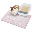 Bienbee Cat Litter Mat, 24" x 15" Waterproof Litter Box Mat Litters Rug with Non-Slip Bottom, Easy to Clean Litter Trapping Mat for Cat, Pink-Green Datura M