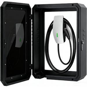 EV Charger Outdoor Enclosure, Charger Station Box for Tesla Wall Charger, Cable Cord Holder Lock Box, Heavy Duty Outdoor Charging Case, Black