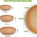 Set of 3 Handwoven Bamboo & Rattan Baskets Woven Bread Basket & Fruit Bowl for Kitchen Counter, Decorative Wicker Tray for Serving Snacks, Pastries & Table Centerpiece
