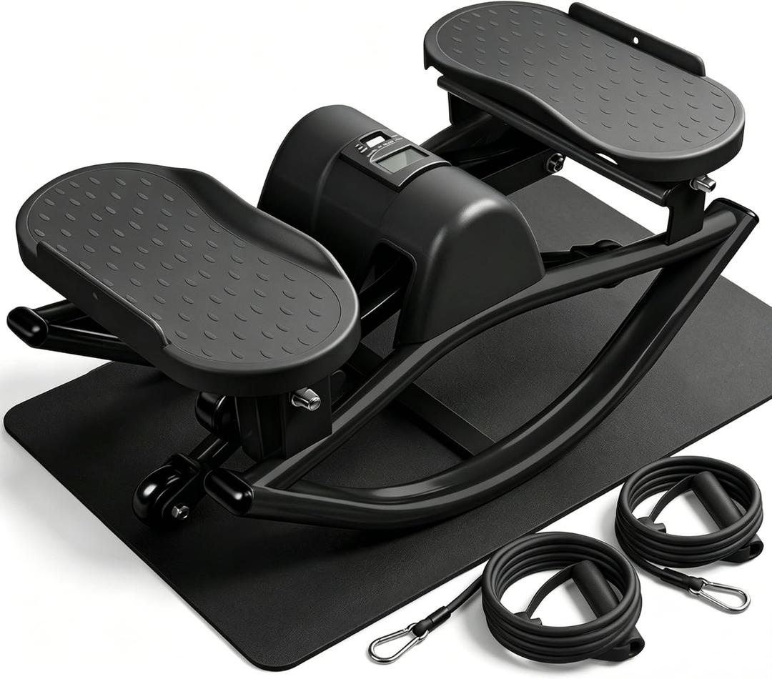 Rock Stepper Side to Side, Rocking Stepper with Lateral Motion, Compact Side Stepper for Home & Apartment, Low Impact Workout Machine (Black)