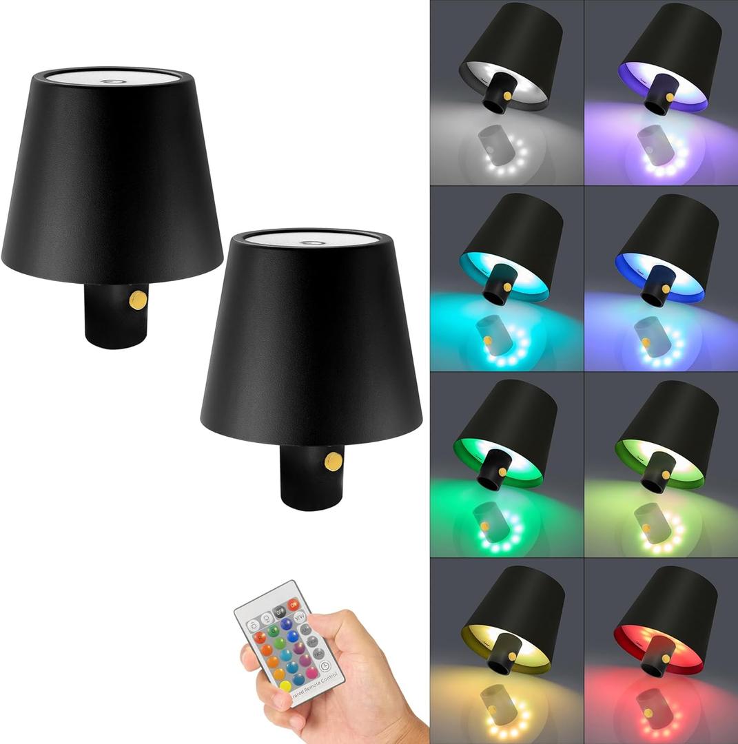 Wine Bottle Lights,2025 Upgraded Bottle Lamp,Rechargeable Wireless Bottle Light with Remote, RGBW Multicolor+3 Color Temperature Wine Battery Light for Bar, Bedside, Restaurant (Black, 2 Pack)