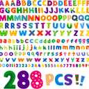 288 PCS Alphabet Combo Set, Bulletin Board Letters Including 78pcs Uppercase Letters, 78pcs Lowercase Letters, 30pcs 0-9 Numbers & Punctuation, Chalkboard Classroom Letters for Home School Room Decor (Colourful)