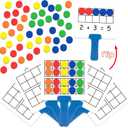 Magnetic Ten-Frame Set,Math Manipulative Games for Kids Toddlers,5 Dry Erase Paddles & 150 Math Counters,Addition & Subtraction Game,Counting Toys,Kindergarten Preschool Classroom Must Haves