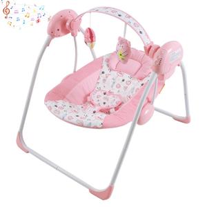 Baby Swing for Baby Girl,Newborn Swing with Music,5 Speed Levels,Timing Setting,Soft Cushion,Pink Foldable Infant Swing for Indoor Outdoor Use 0-9 Months
