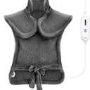 Tefici Heating Pad for Back Pain,Birthday Gifts for Mom Dad Women Men,FSA Eligible HSA Approved,24'' x33''Fast Heating,Electric Heat Pad, 2H Auto-Off,Neck and Shoulder Heat Pad,ETL Certified,Gray (Grey)