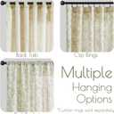 Vangao Green Floral Linen Blend Curtains for Living Room 84 Inches Long Farmhouse Curtains for Bedroom Vintage Print on Beige Light Filtering Window Drapes Back Tab Rod Pocket 2 Panels