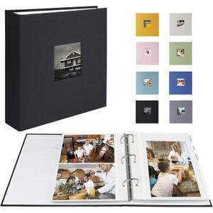 Photo Album 4x6 Photos Hold 200 or 5x7 Pictures Hold 100, 3 Ring Binder Photo Albums Linen Cover with 6-Tab Index Dividers Photo Book Acid Free Albums 4x6 5x7 for Family Wedding Baby (Black)
