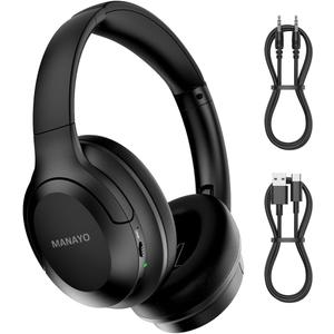 Over The Ear ANC Bluetooth Headphones, 60H Playtime Active Noise Cancelling Wireless/Wired Headphones with Microphone, Cheap Stereo Foldable Lightweight Headset for PC,TV, and Cell Phones (MY-H13)