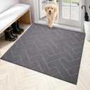 PURRUGS Dirt Trapping Door Mat 48" x 48", Non-Slip Machine Washable Entry Rug, Dog Doormat, Indoor Front Door Mat, Super Absorbent Entryway Rug for Muddy Shoes & Paws, Grey