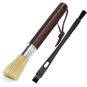 Coffee Grinder Cleaning Brush, Espresso Machine Brush Cleaner Tool with Wooden Handle and Natural Bristles for Barista Home Kitchen