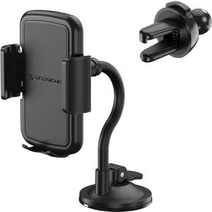 Scosche 4-in-1 Universal Suction Cup Cell Phone Holder for Car Vent/Dashboard/Console/Windshield, Adjustable Hands-Free Phone Car Mount, Cellphone Stand Compatible with iPhone 16/15/14/13/12 & Android
