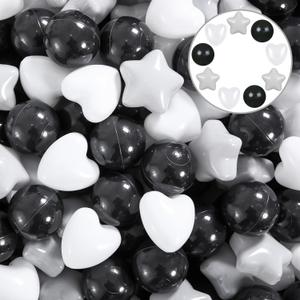 Ball Pit Balls 100 200 500 1000 Plastic Balls for Toddlers Phthalate Free BPA Free Crush Proof Balls in Reusable Play Toys for Kids with Storage Bag Indoor Outdoor (Black+light gray+white)