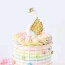 Veemoon 1 Pair Crown Swan Cake Topper Small Swan Figurine Bird Cake Decoration Creative Couple Statue Plastic Wedding Animal Ornament Gilded Bird Sculpture for Home Car Decor Party Celebrations