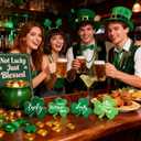 St Patricks Day Wooden Shamrock Decoration, 4-Piece Set of St. Patrick's Day Tabletop or Tray Multi-Layer tiered tray decor Tray Decoration, shamrock decorations, Office Decor (Green03)