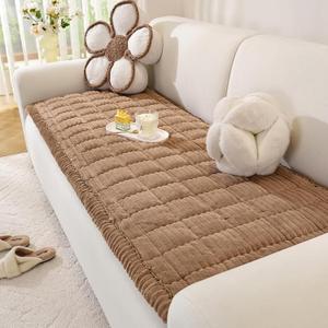 Couch Cover for Dogs Washable, Pet Couch Covers for Sofa, Soft Fuzzy Sectional Sofa Cover L Shape, Thick Couch Protector Pet Friendly, Paw Cart Dog Mat for Couches and Sofas (27.6" x 70.9", Brown)