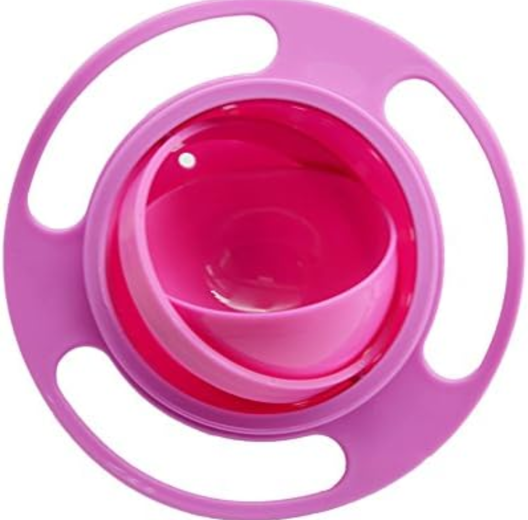Pack of 2 Ztl Gyro Bowl 360 Dgree Rotation Spill Resistant Gyroscopic Bowl with Lid, Rose Red 