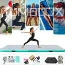 Air Gymnastics Mat Inflatable & Tumbling Mat 4/8 Inches Thick with Electric Pump + Free Foot Pump Ideal for Home, Gym, Water, and Beach Use