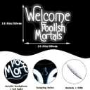 LookLight Welcome Foolish Mortals Halloween Decor Neon Sign Cold White Letters Neon Light Dimmable Spooky Gothic Haunted Mansion LED Signs for Halloween LED lights Wall Decor USB Light Up Sign for Bar Party Decoration 15x12.6inchees