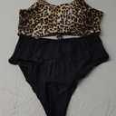 ZAFUL Women's High Waisted Tankini Scoop Neck Knotted Two Pieces Tankini Set Swimsuit (X-Large, 0-leopard)