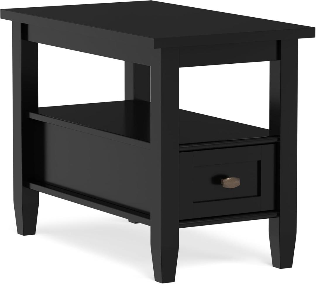 SIMPLIHOME Warm Shaker 14" Wide Solid Wood Square End Table in Black