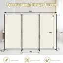 Kokorona 3 Panel Room Divider, 6FT Tall Folding Privacy Screen Wall Dividers, Portable Privacy Screen Freestanding Room Divider for Room Separation, Included - Cover Strips, Beige, 102''W x 71''H